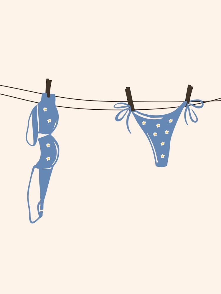 Blue Bikini Hanging On Clothesline 1