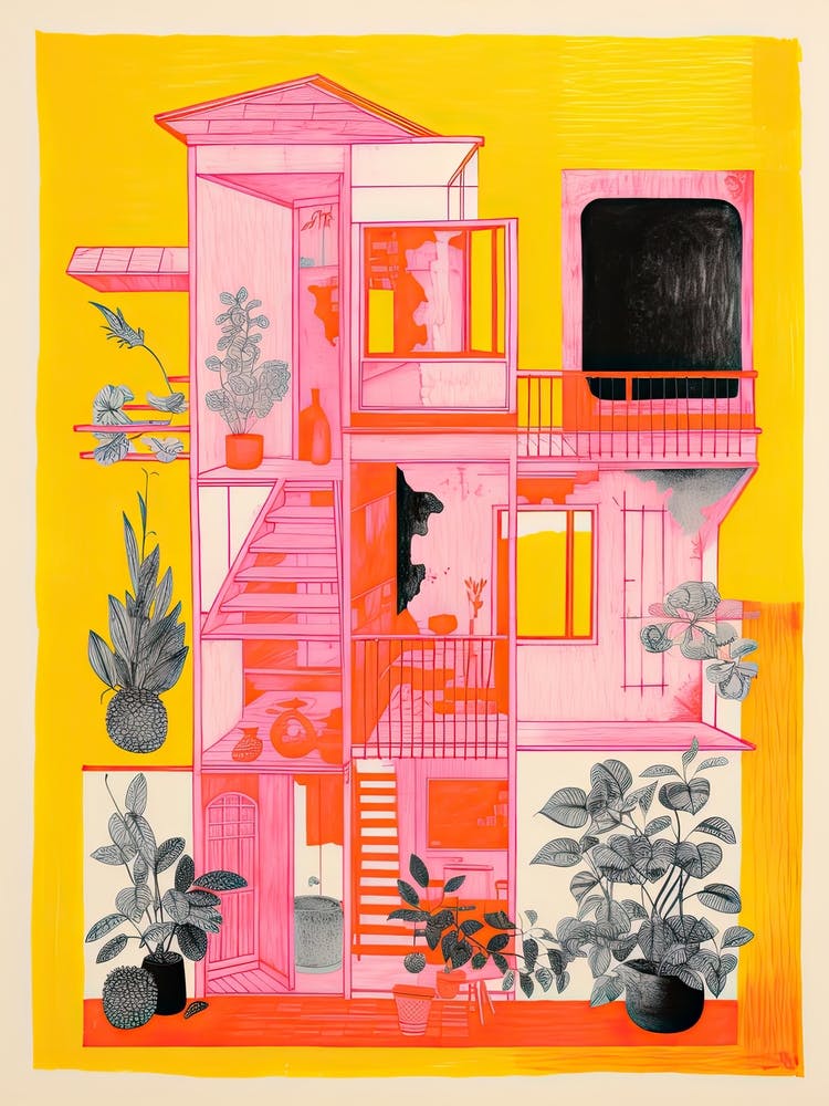 A House In Amsterdam, Abstract Risograph Style 1