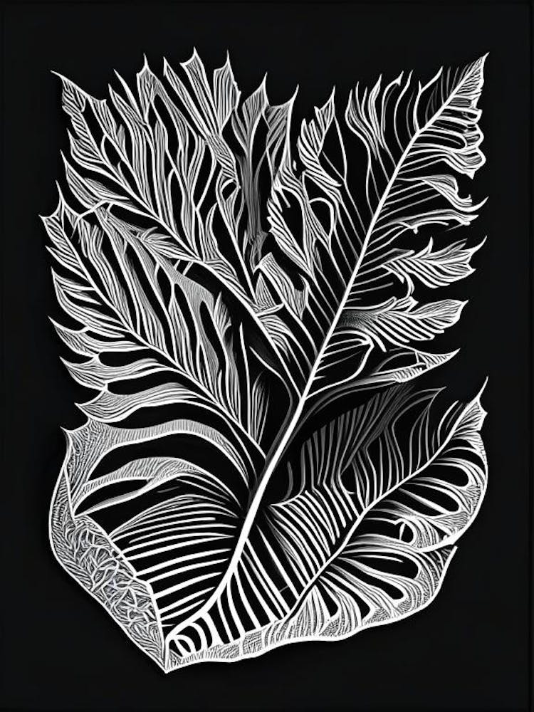 Caraway Leaf Linocut 2