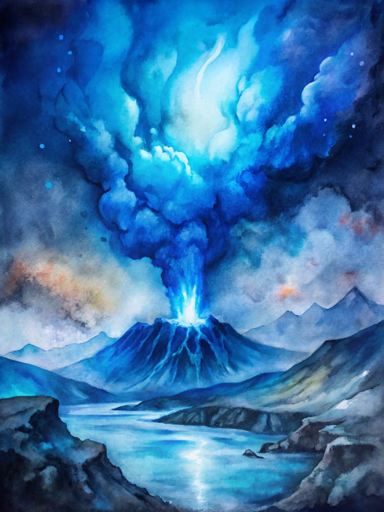 Ein dramatisches Poster des Blauen Feuer Phänomens aus (1)