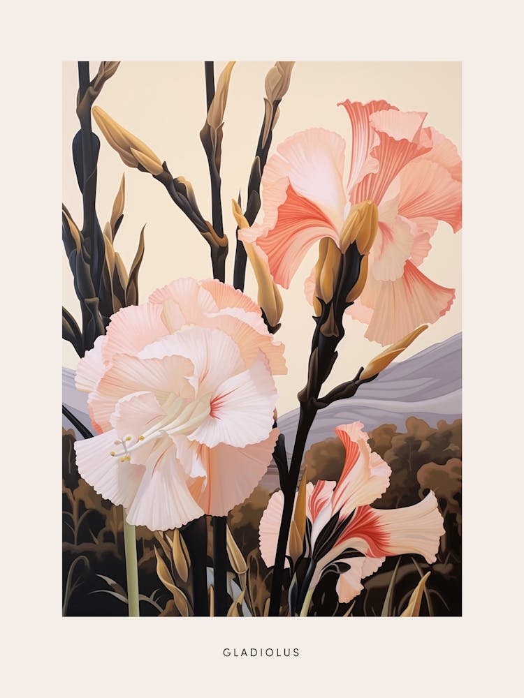 Flower Illustration Gladiolus 3 Poster