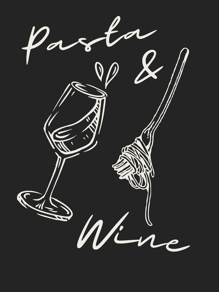 Black Pasta And Wine