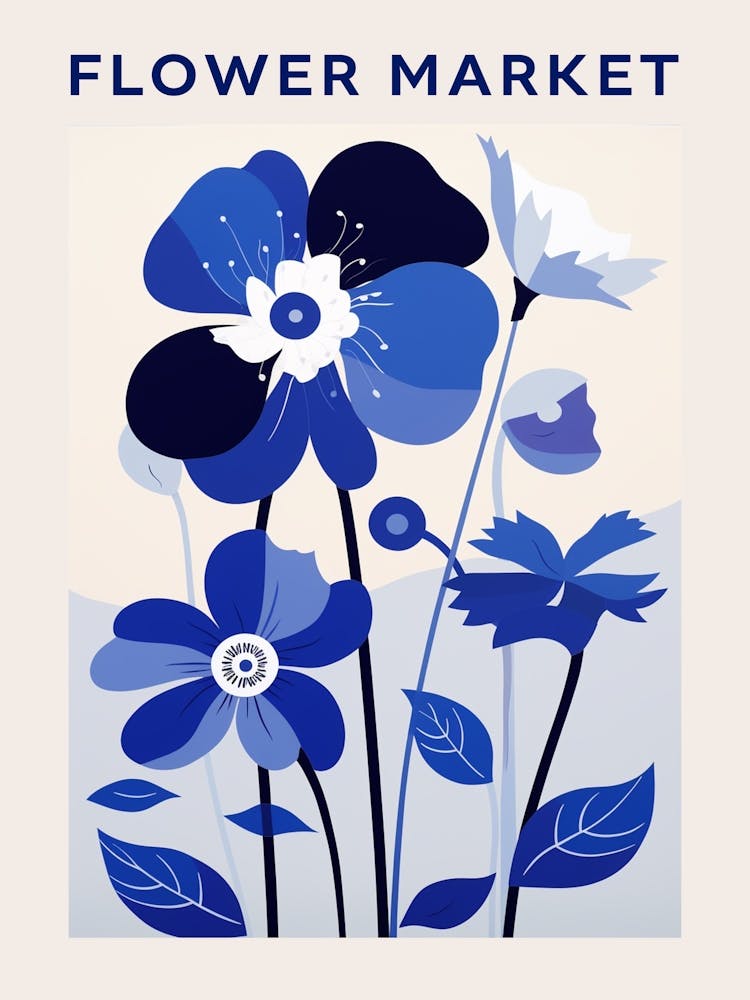 Blue Flower Market Poster 2