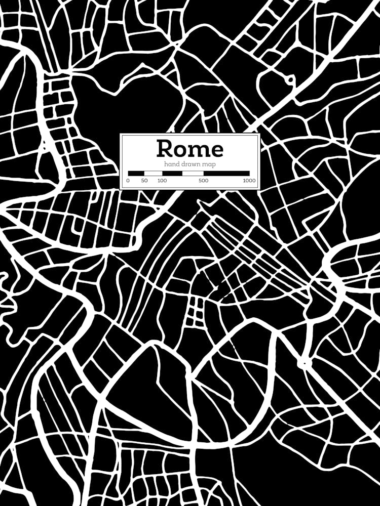 Rome (Italy) City Map — Hand-drawn map, vector black map