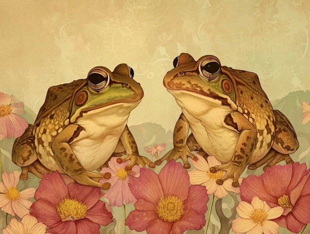 Floral Animal Illustration Frog 2