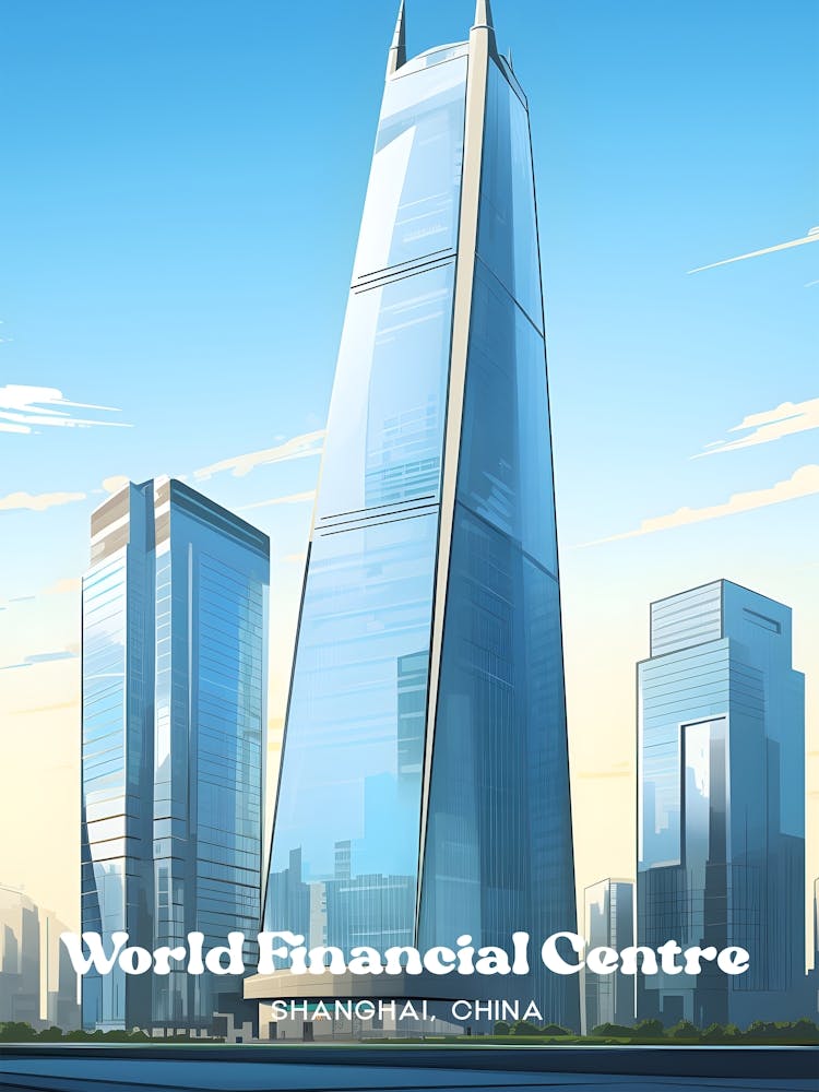 Shanghai World Financial Centre China Tower Travel Illustration