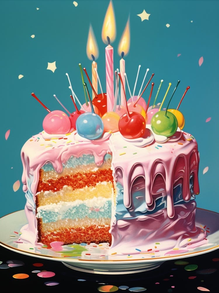 Cake With Frosting Vintage Cookbook Style 2