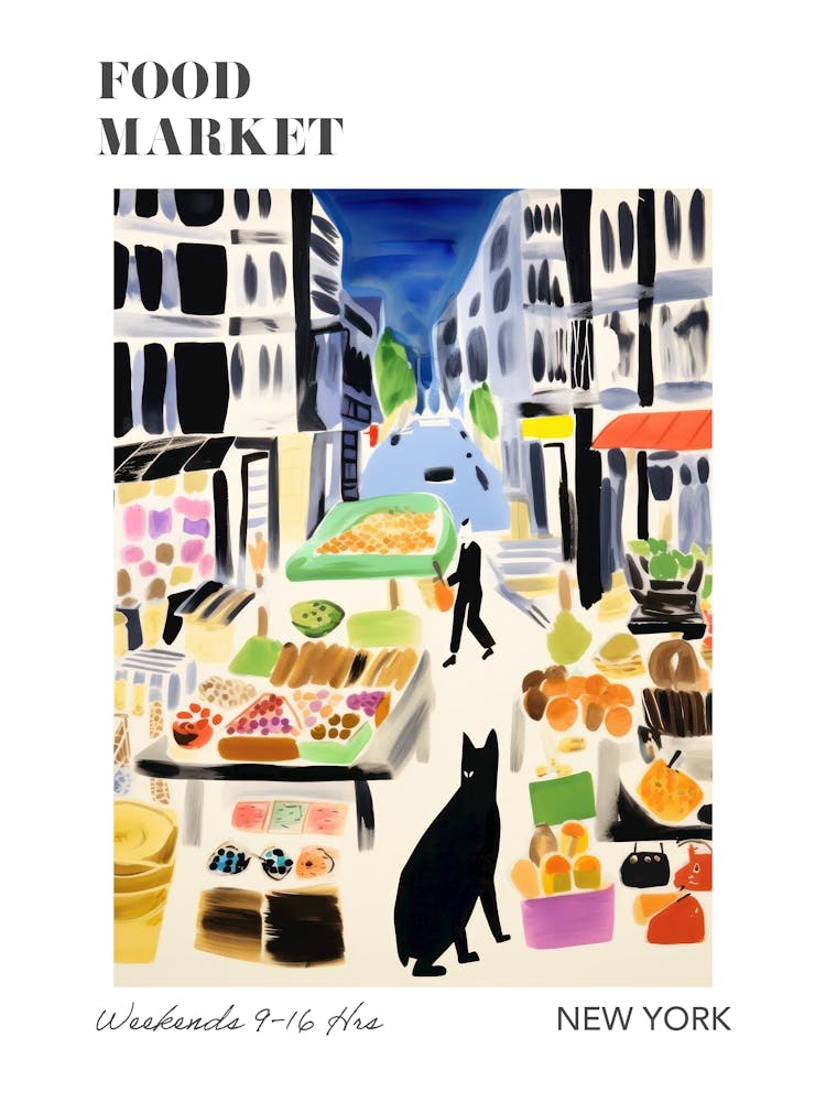 Der Lebensmittelmarkt in New York 2 Illustrationsposter