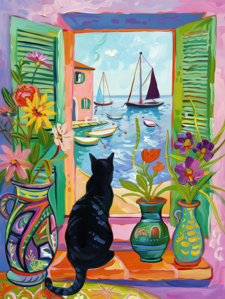 Katze schaut aus dem Fenster