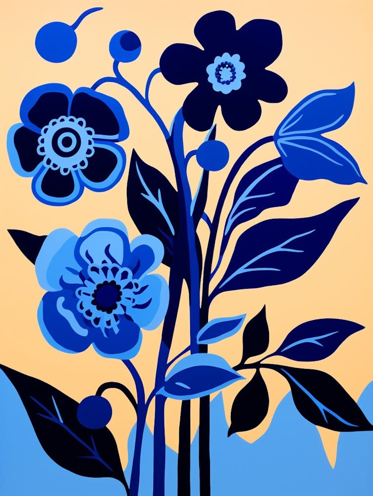 Blue Flower Illustration Black Eyed Susan 3