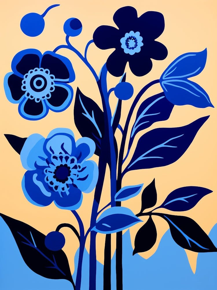 Blue Flower Illustration Black Eyed Susan 3