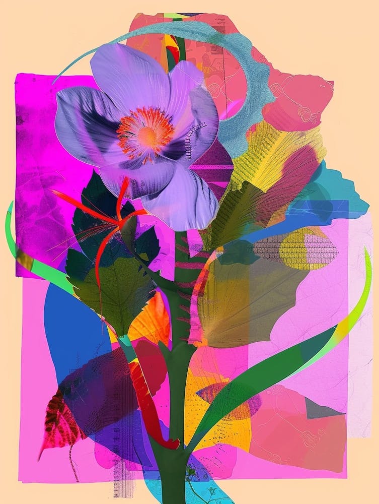 Flax Flower 4 Neon Flower Collage