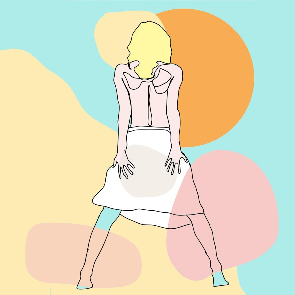 In Front To The Sun Line Art Girl In A Dress