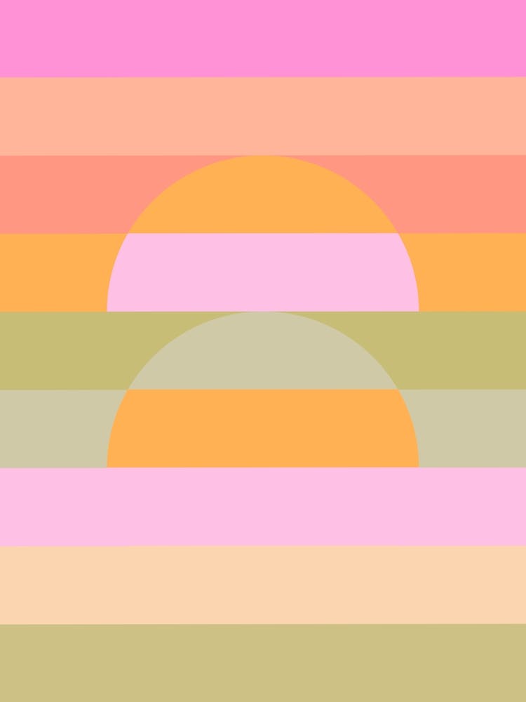 Double Retro Rainbow Minimal Geo Sunset 1/2