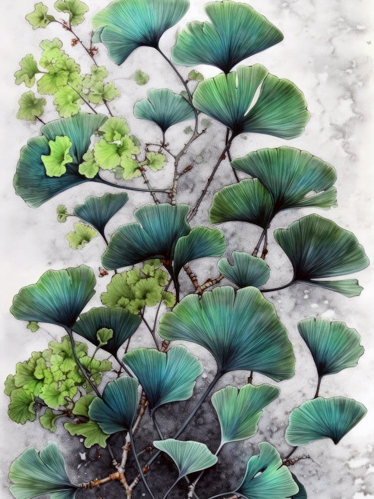 Ginko Biloba nature botanical art 1