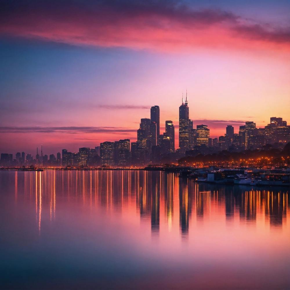 Chicago Skyline At Sunset