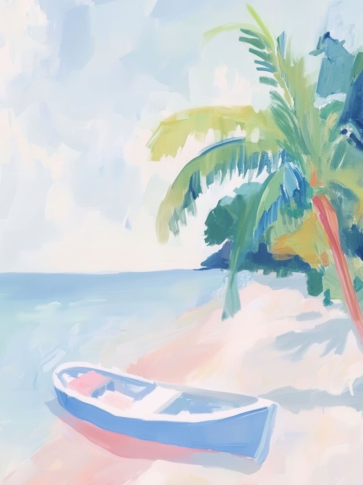 Pastel Boat On The Beach