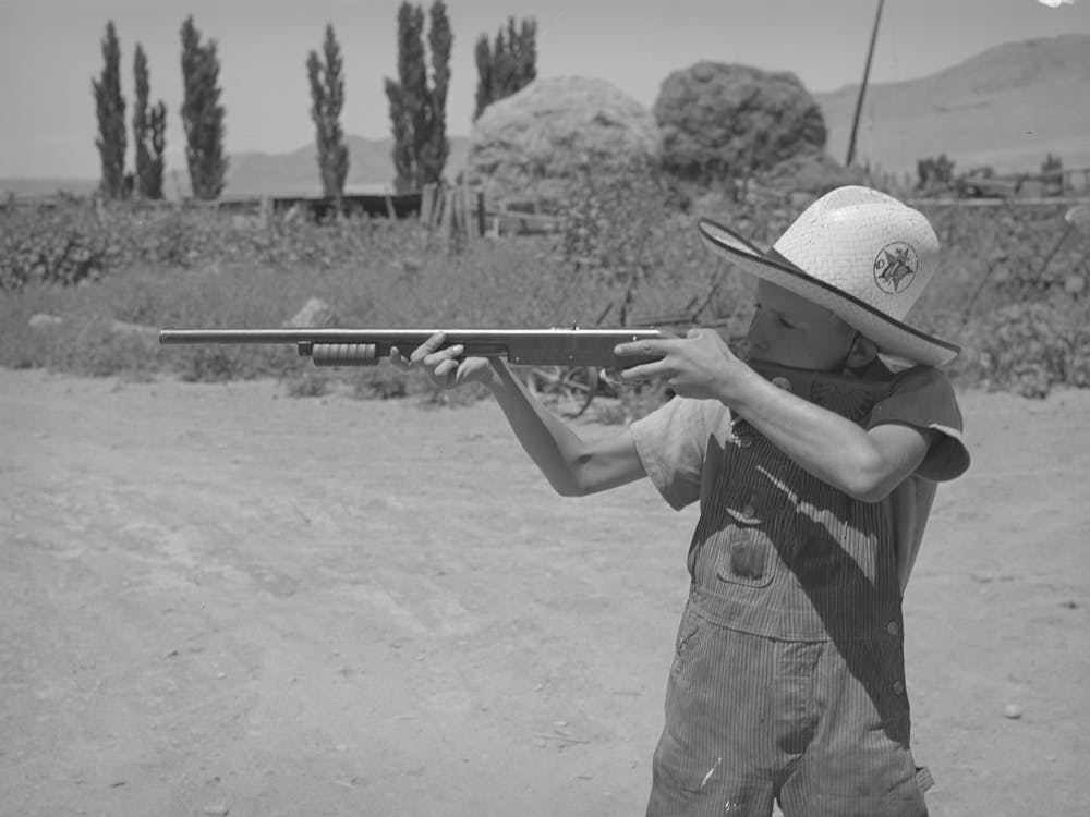 Mormon Farm Boy Shooting Air Rifle, Box Elder County, Utah By Russell Lee