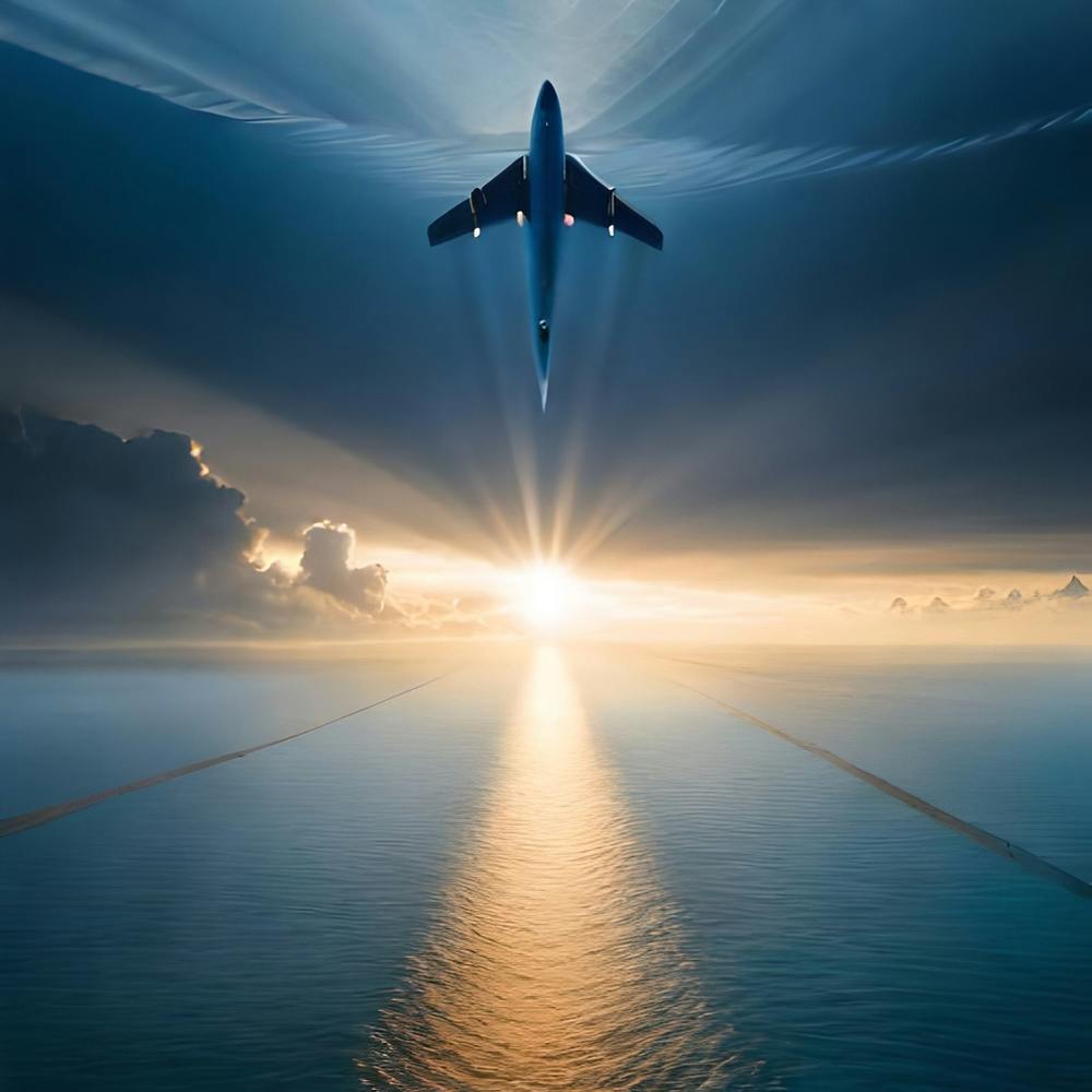 Airplane Flying Over The Ocean