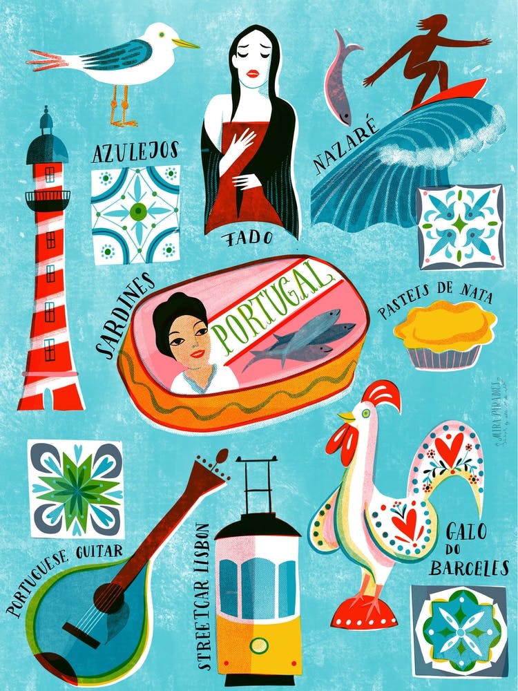 Screenprint Vintage Travel Portugal
