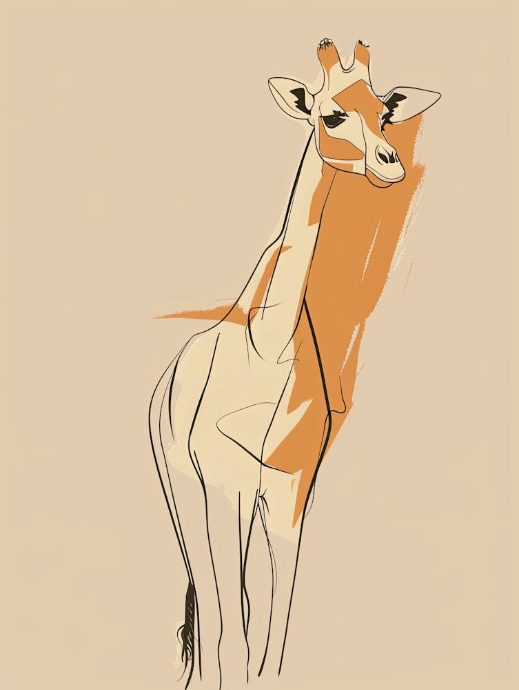 Giraffe - Boho, Line Art 1