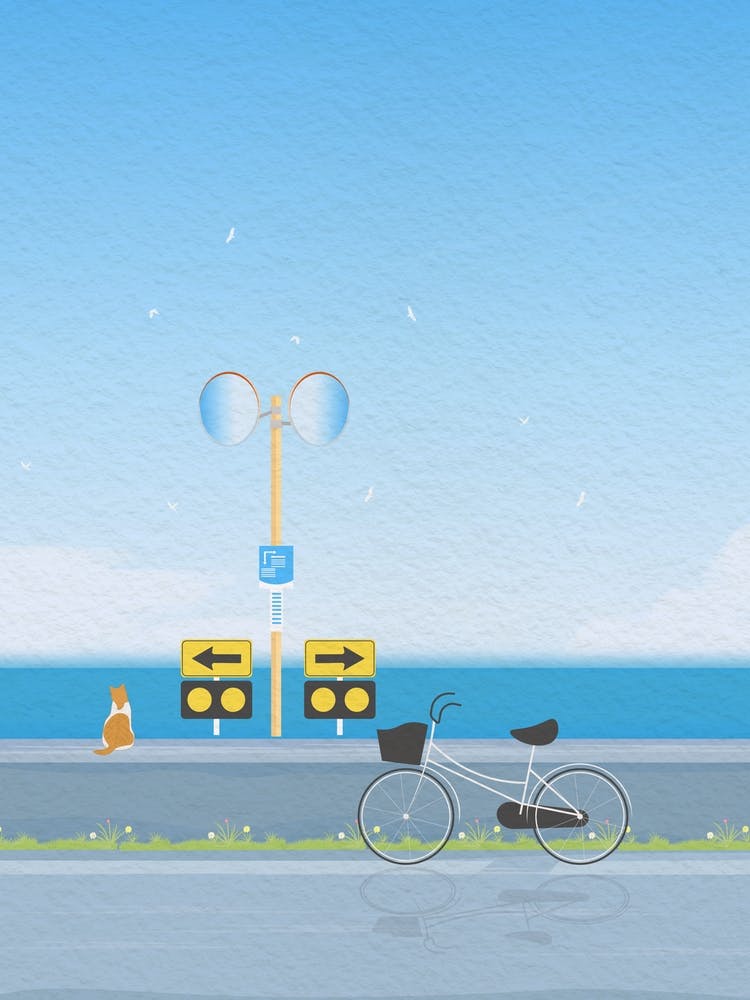Minimal art illustration Beautiful view of the beach road