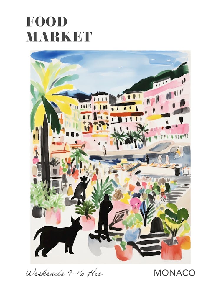 The Food Market In Monaco 2 Illustration Poster
