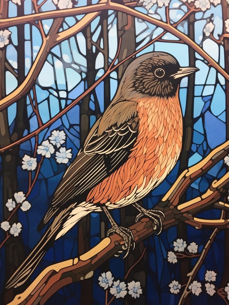 Art Nouveau Birds Poster Eastern Bluebird 2