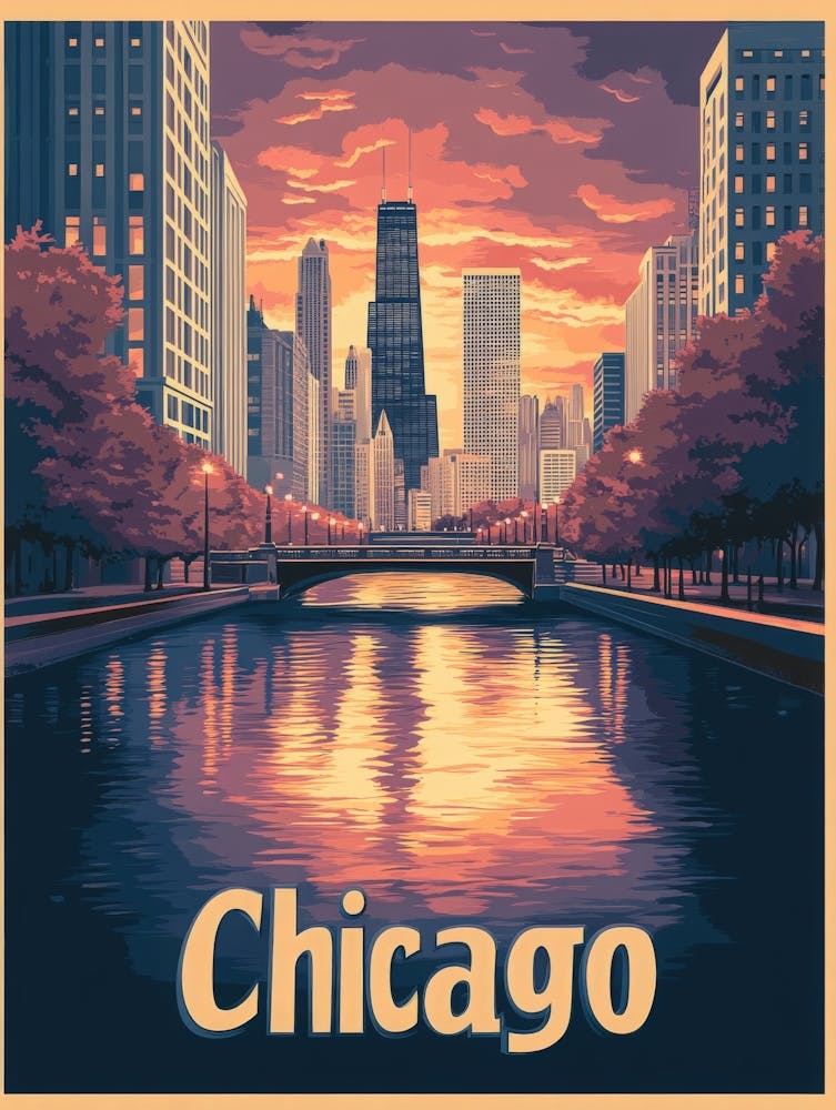 Aihrgdesign A Mid Century Modern Travel Poster For Chicago 1
