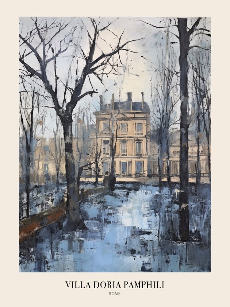 Winter City Park Poster Villa Doria Pamphili Rome Italy 3