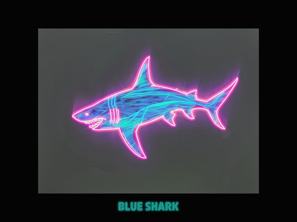 Neon Pastel Pink Blue Shark 6 Poster