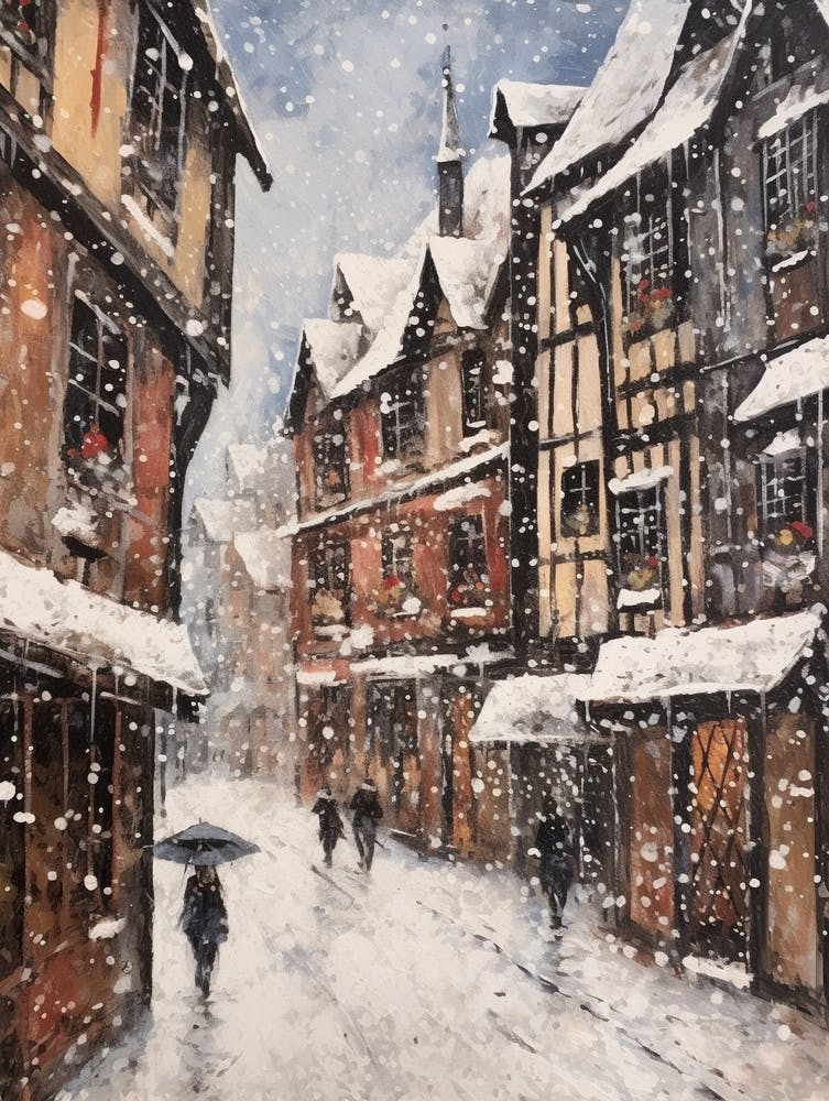 Peinture hivernale vintage Colmar France 2
