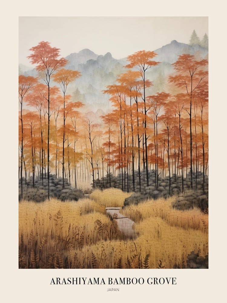 Autumn Forest Landscape Arashiyama Bamboo Grove Japan 1 Poster