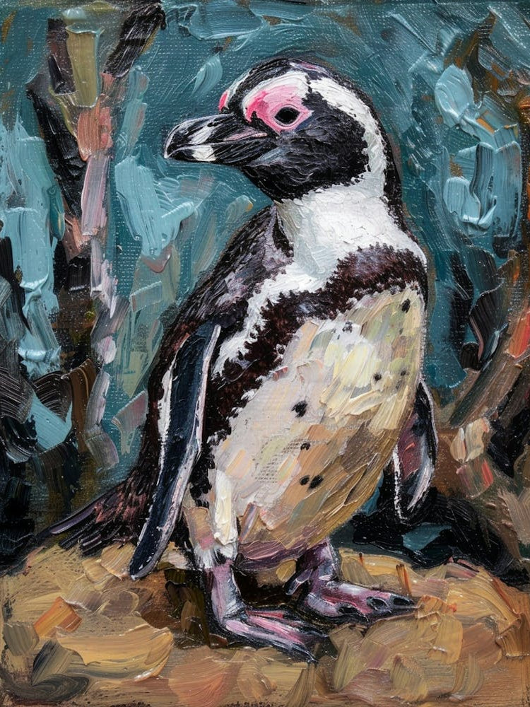African Penguin Stewart Island Ulva Island Oil Painting 3