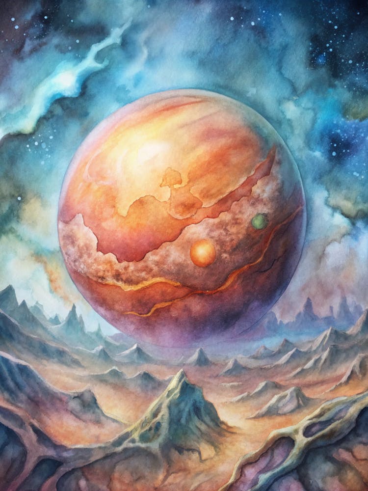 Ein Design eines Exoplaneten mit leuchtendem Alien-ähnlichem T (1)