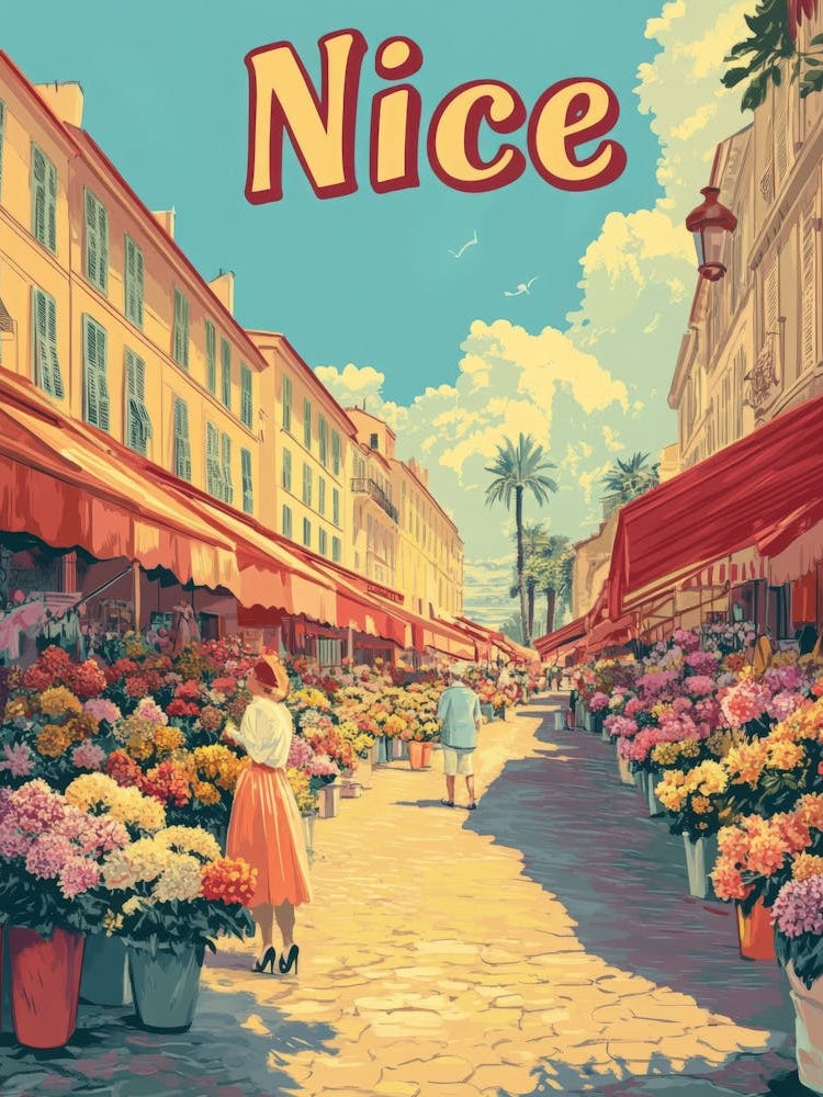 Aihrgdesign A Classic 1960s Travel Poster For Nice 2