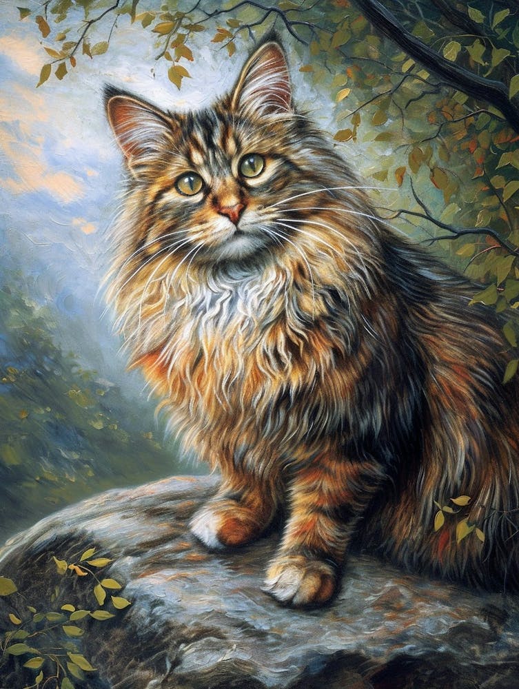 Norwegian Forest Cat Relief Illustration 2