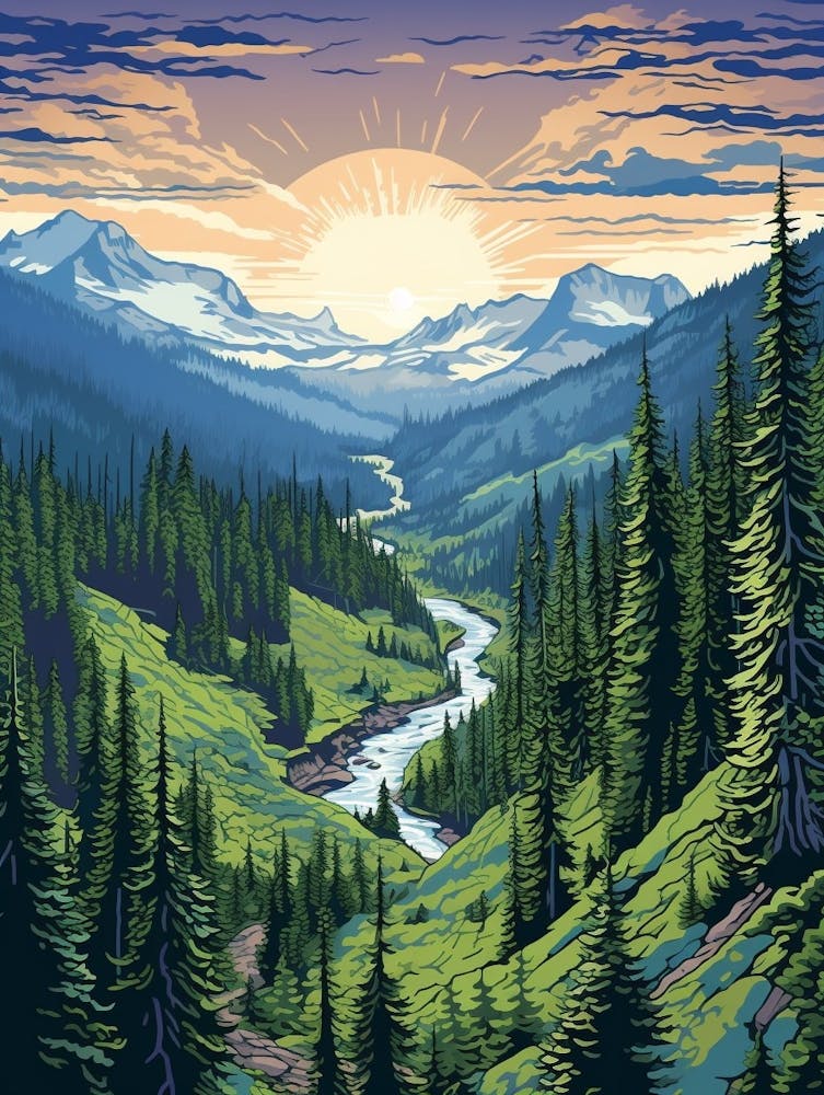 Mount Rainier National Park Retro Pop Art 6