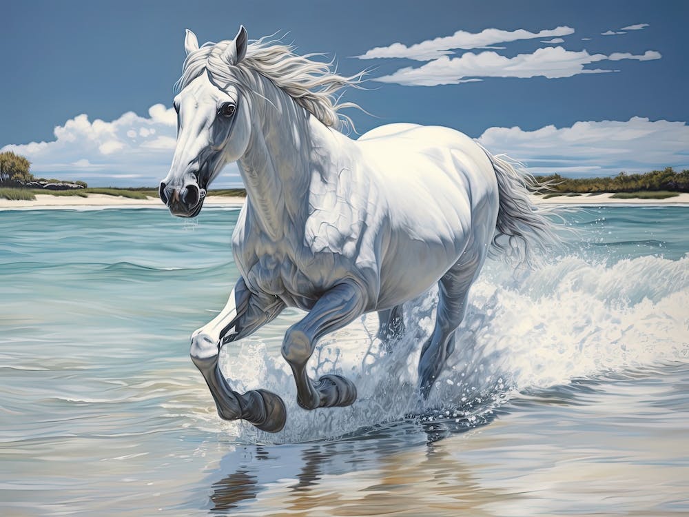 A Horse Oil Painting In Grace Bay Beach Turks And Caicos Islands, Landscape 2