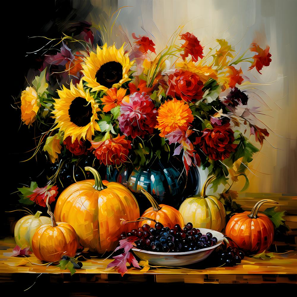 Autumn Blooms And Pumpkin Dreams