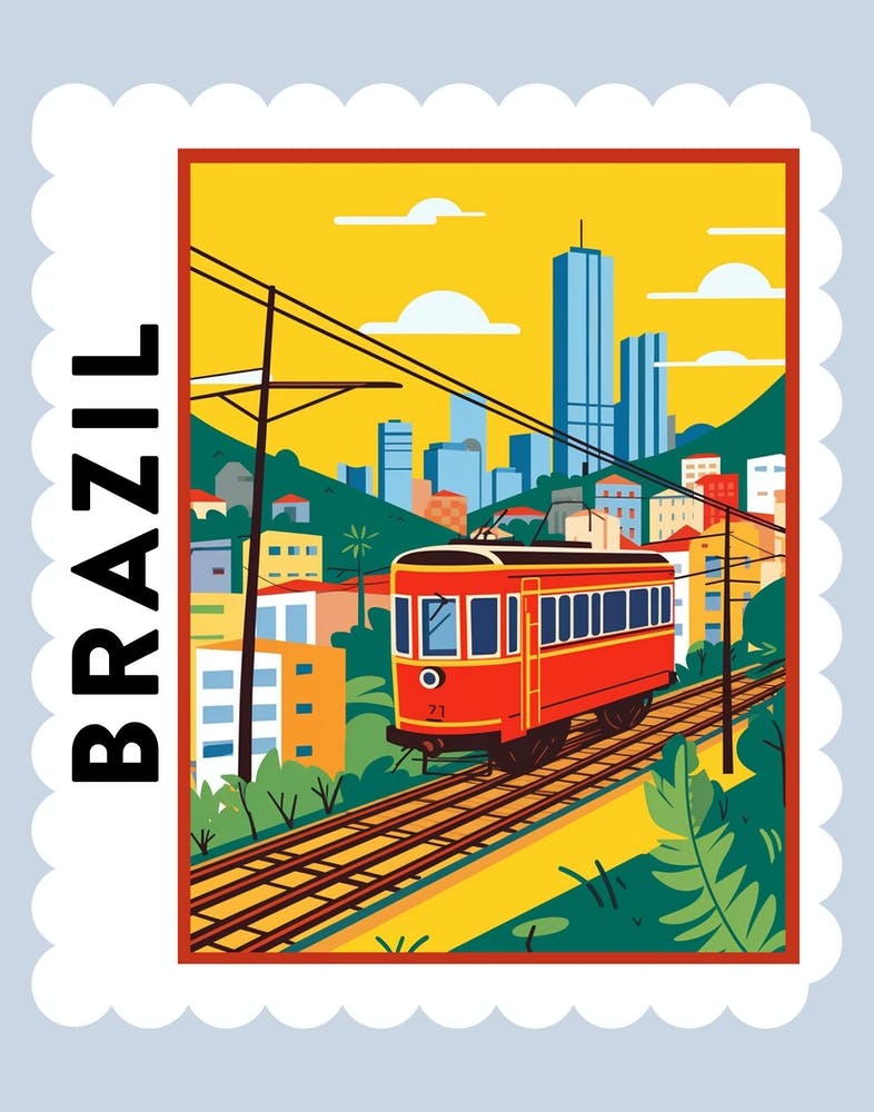 Brazil Travel Stamp Poster