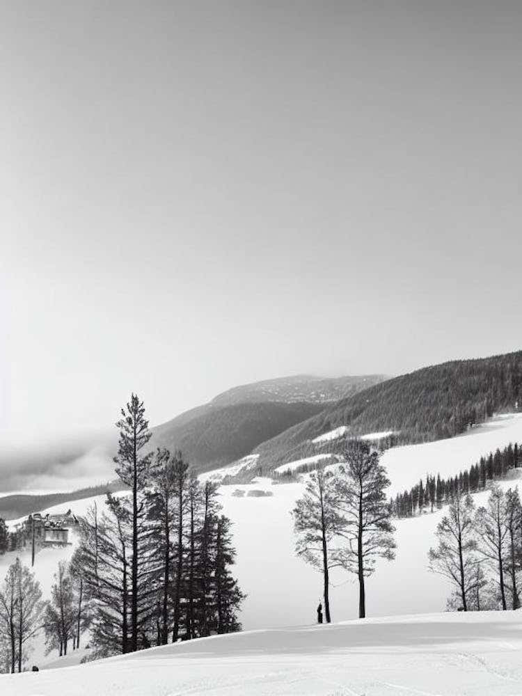 Hemsedal, Norway Black And White Skiing Poster
