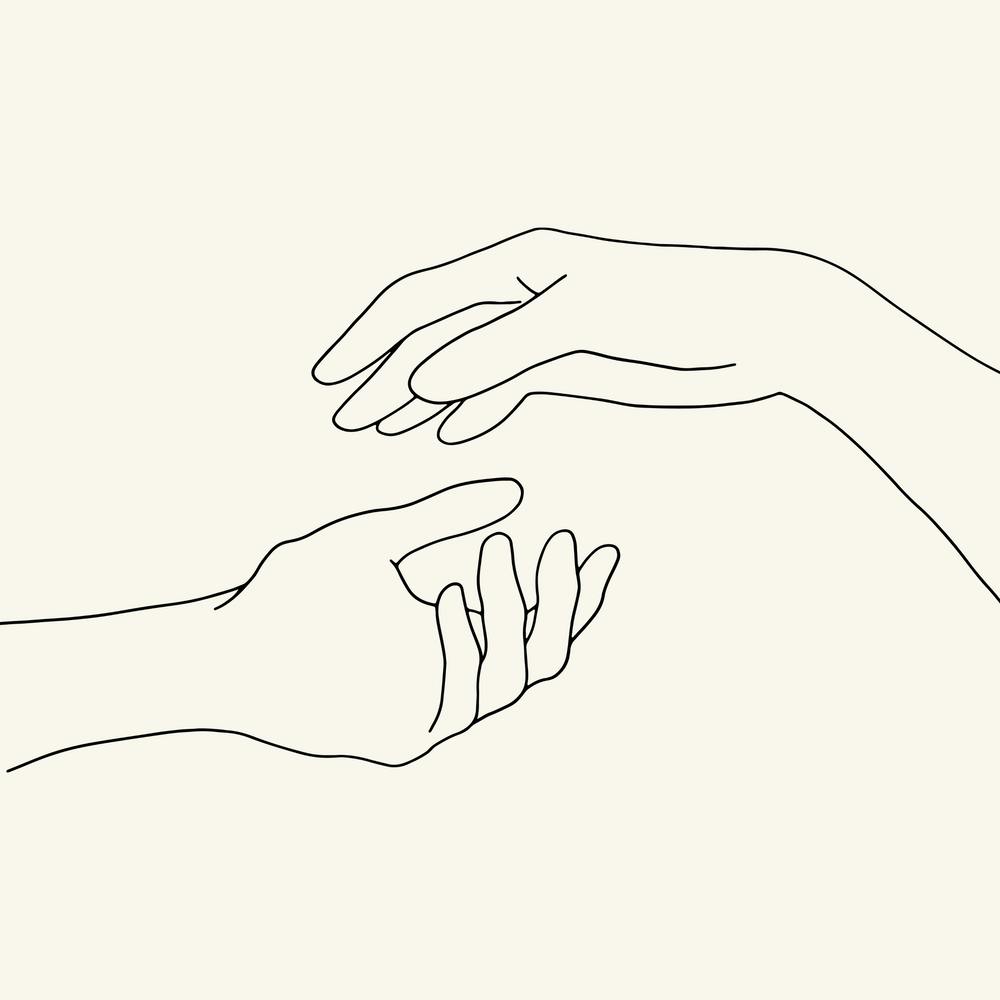 Two Hands Reaching For Each Other