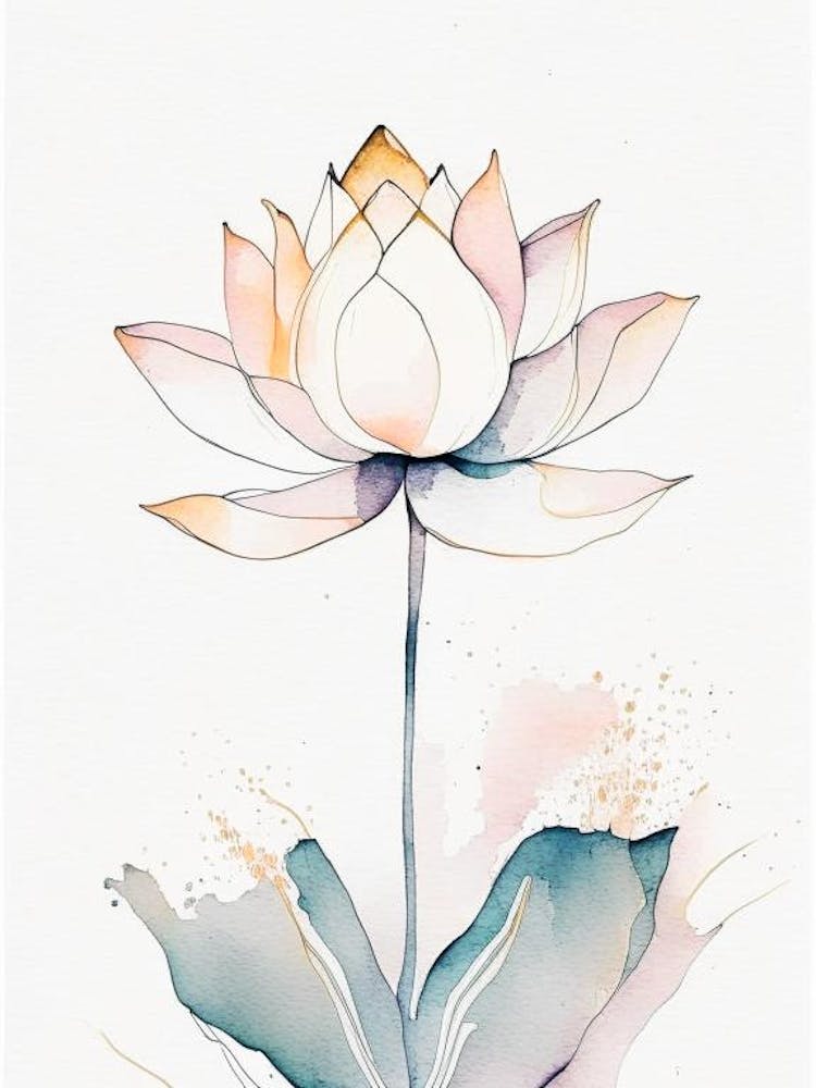 Sacred Lotus Minimal Watercolour 1
