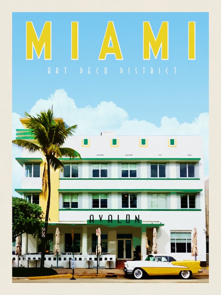 Miami Avalon Hotel Travel Poster