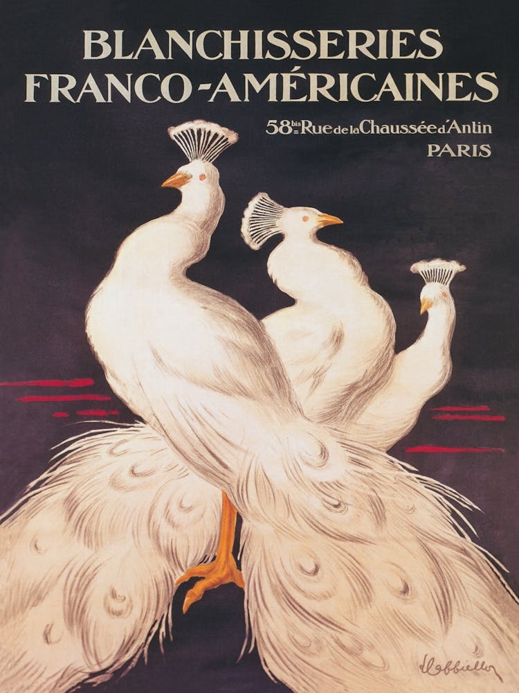White Peacocks Vintage Poster Art