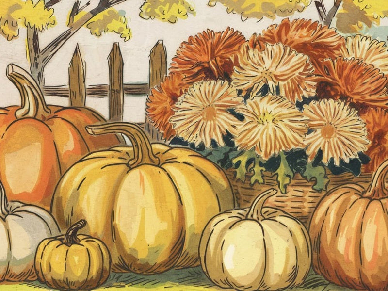 Récolte au Champ de Citrouilles - Scène d'Automne