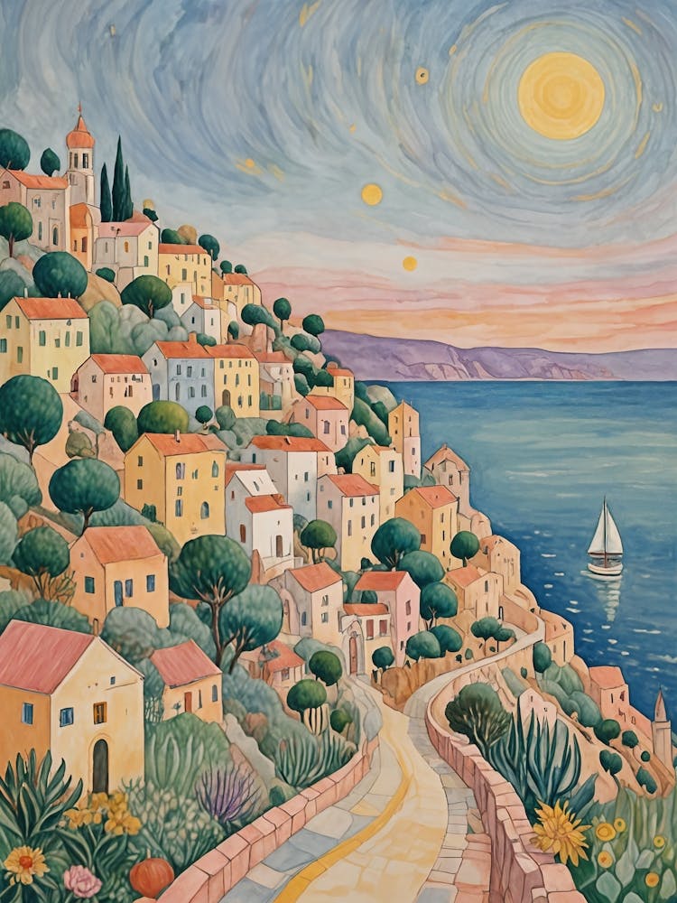 Coastal Village Sailboat
