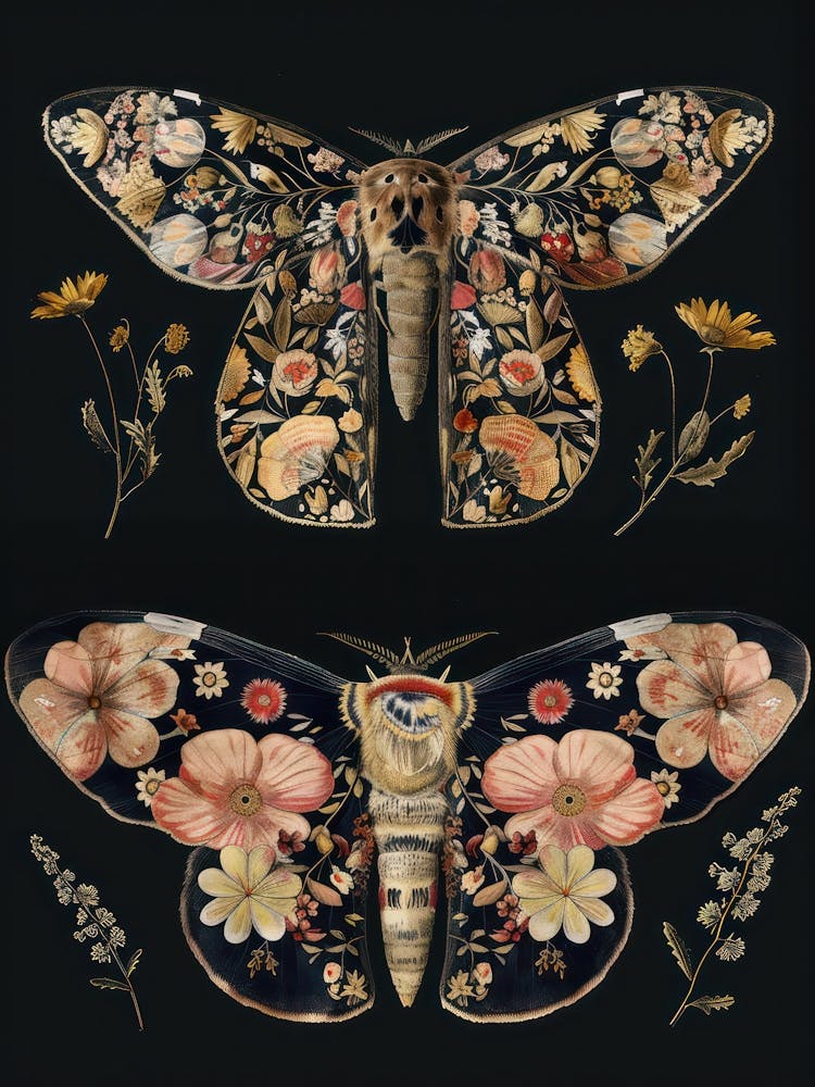 Nocturnal Butterfly William Morris Style 10