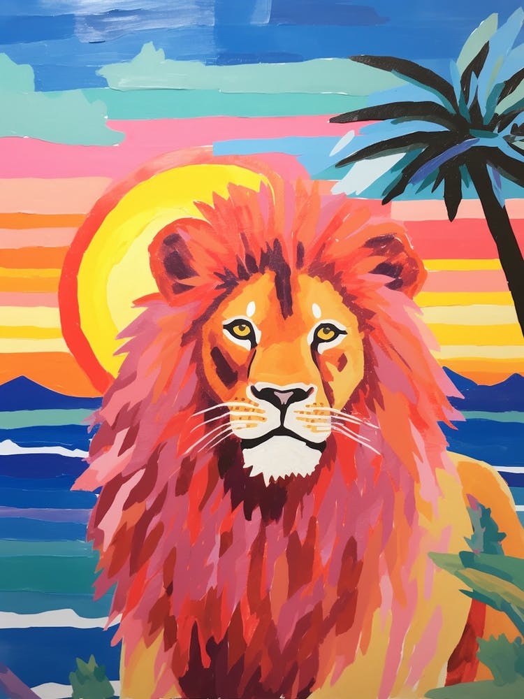 Vivid Bright Lion In The Sunset 4